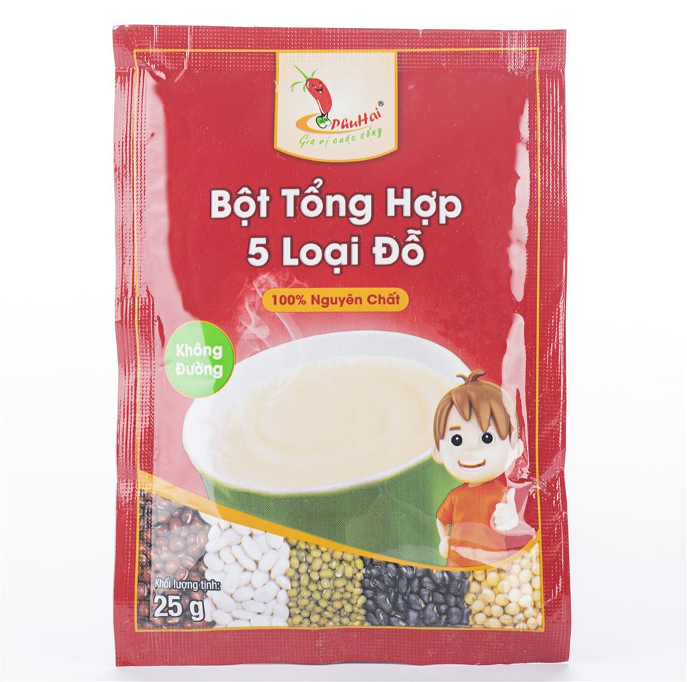 Bột tổng hợp 5 loại đỗ không đường Phú Hải - Hàng chính hãng