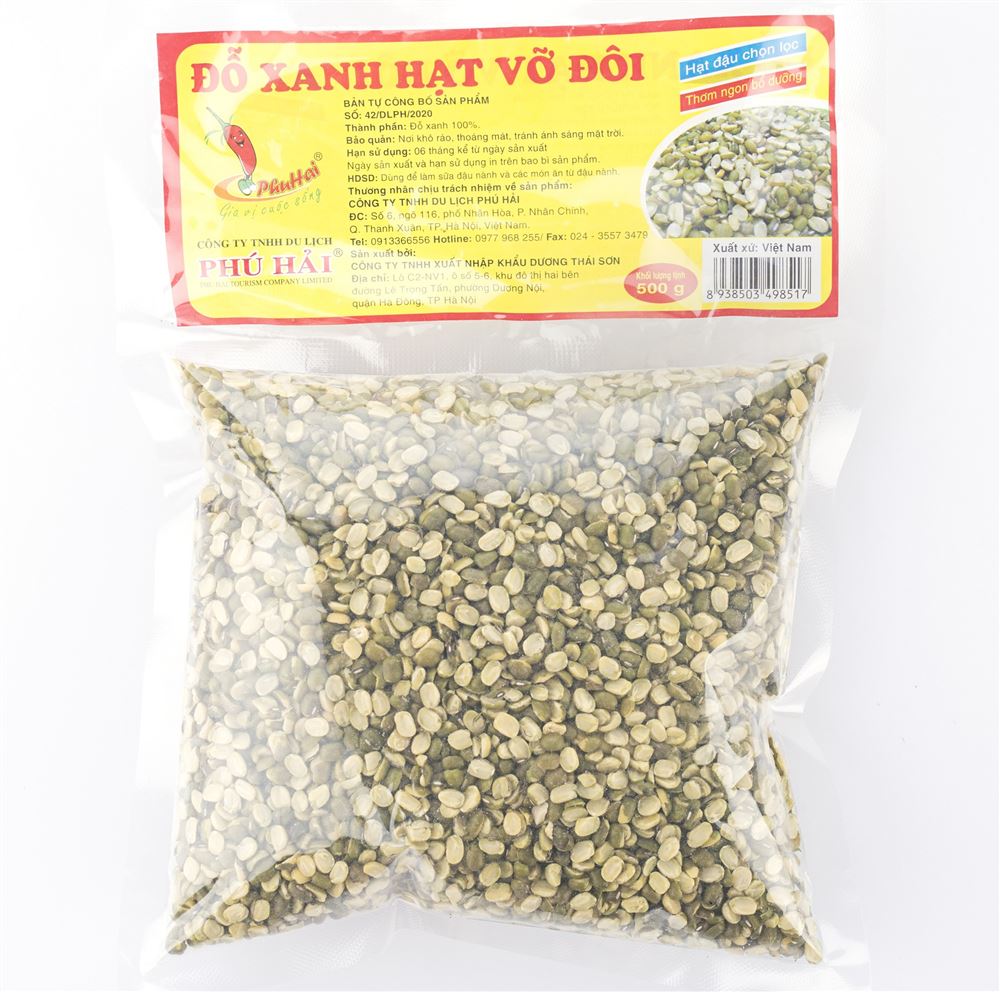 Đỗ xanh hạt vỡ đôi Phú Hải gói 500g 