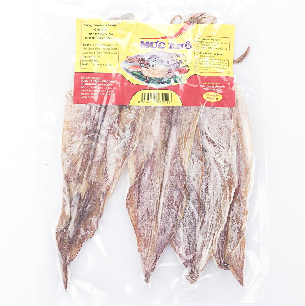 Mực khô ngon loại 20-30 con/ kg - Túi hút chân không 200g